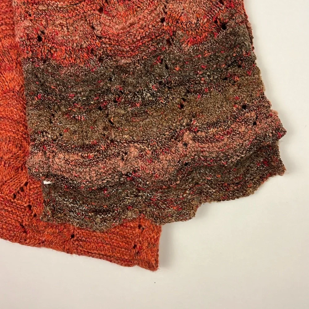 Coldwater Creek winter scarf in coral red and brown